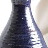 Blue grooved vase