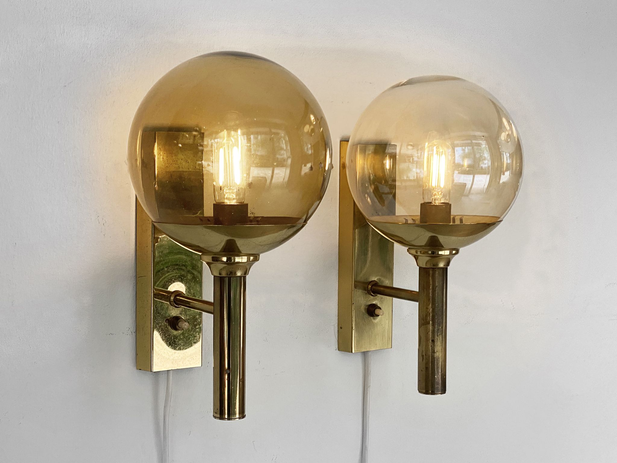Pair of wall lights/sconces by Svend Mejlstrøm for Mejlstrøm Belysning. Denmark 1960s