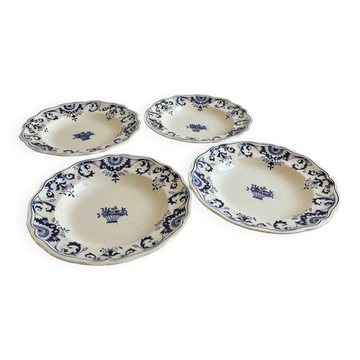 Lot de 4 assiettes creusés Longchamp Rouennais