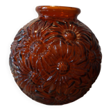 Art Deco pressed glass ball vase