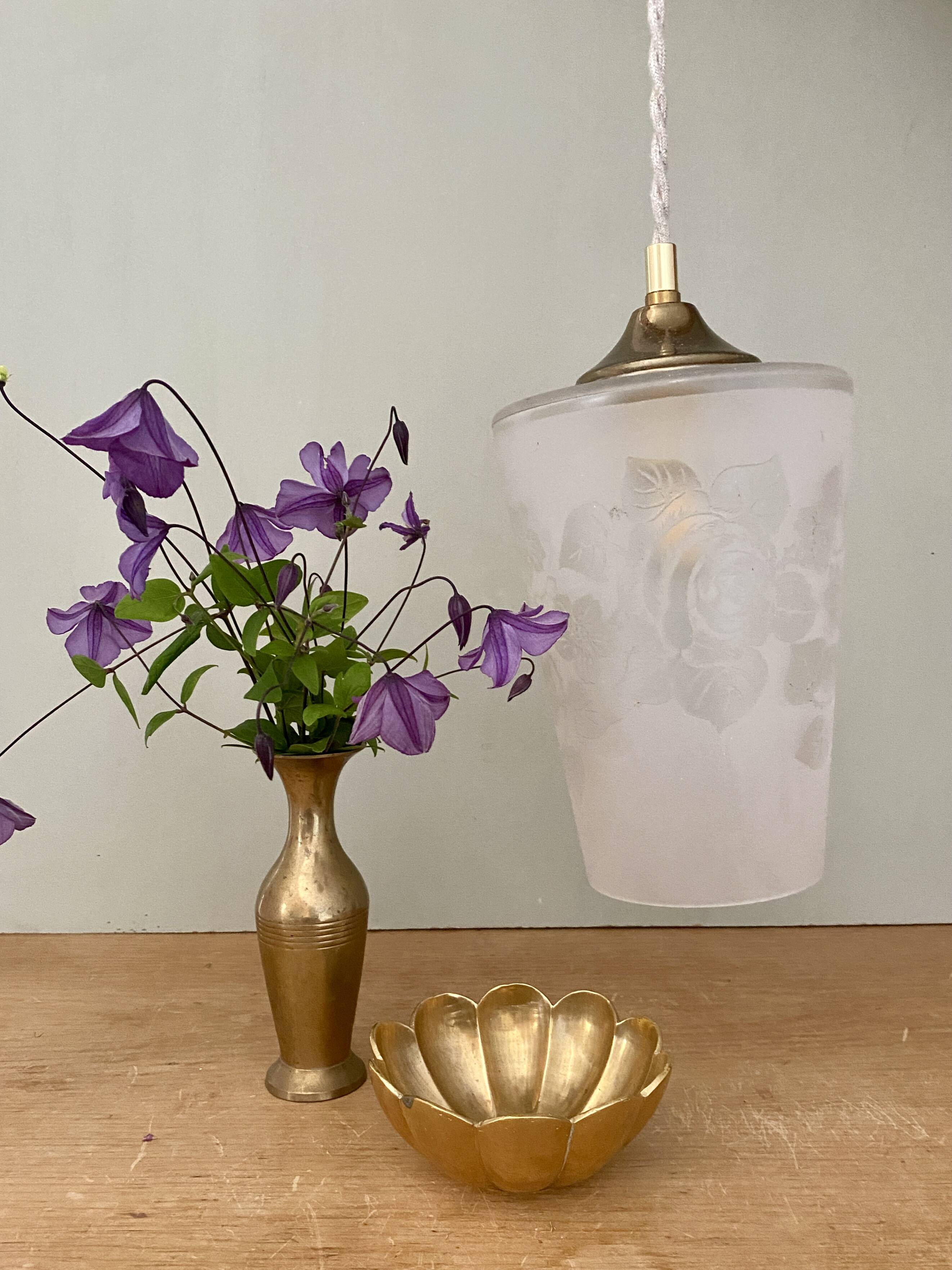 Vintage frosted glass globe pendant light