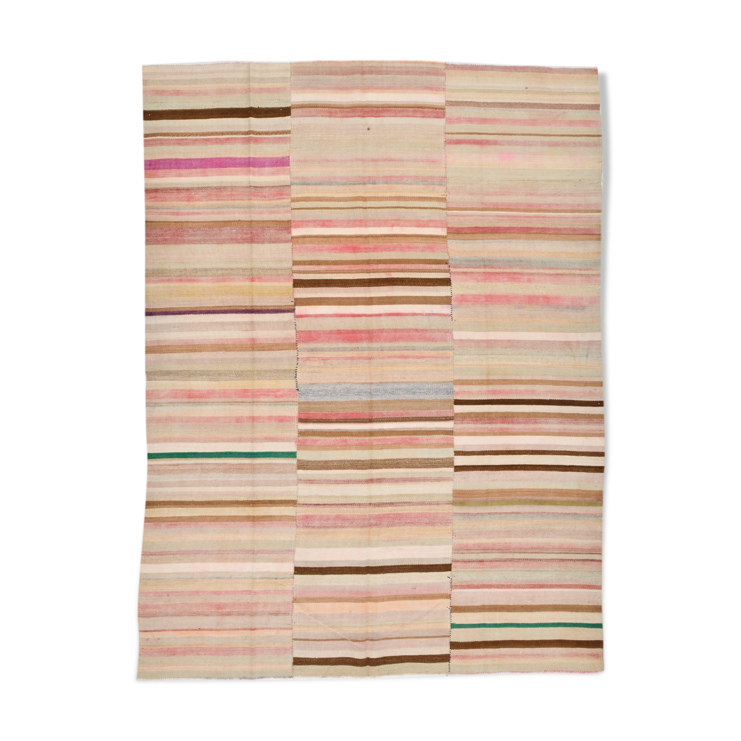 Striped wool kilim rug, 216x292 cm