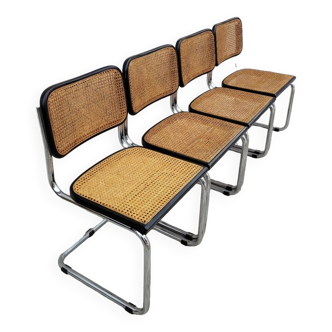 Series of 4 chairs b32 Marcel Breuer cesca black