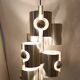 Chandelier with 7 lights in brushed aluminum, Italy 1970 Vintage