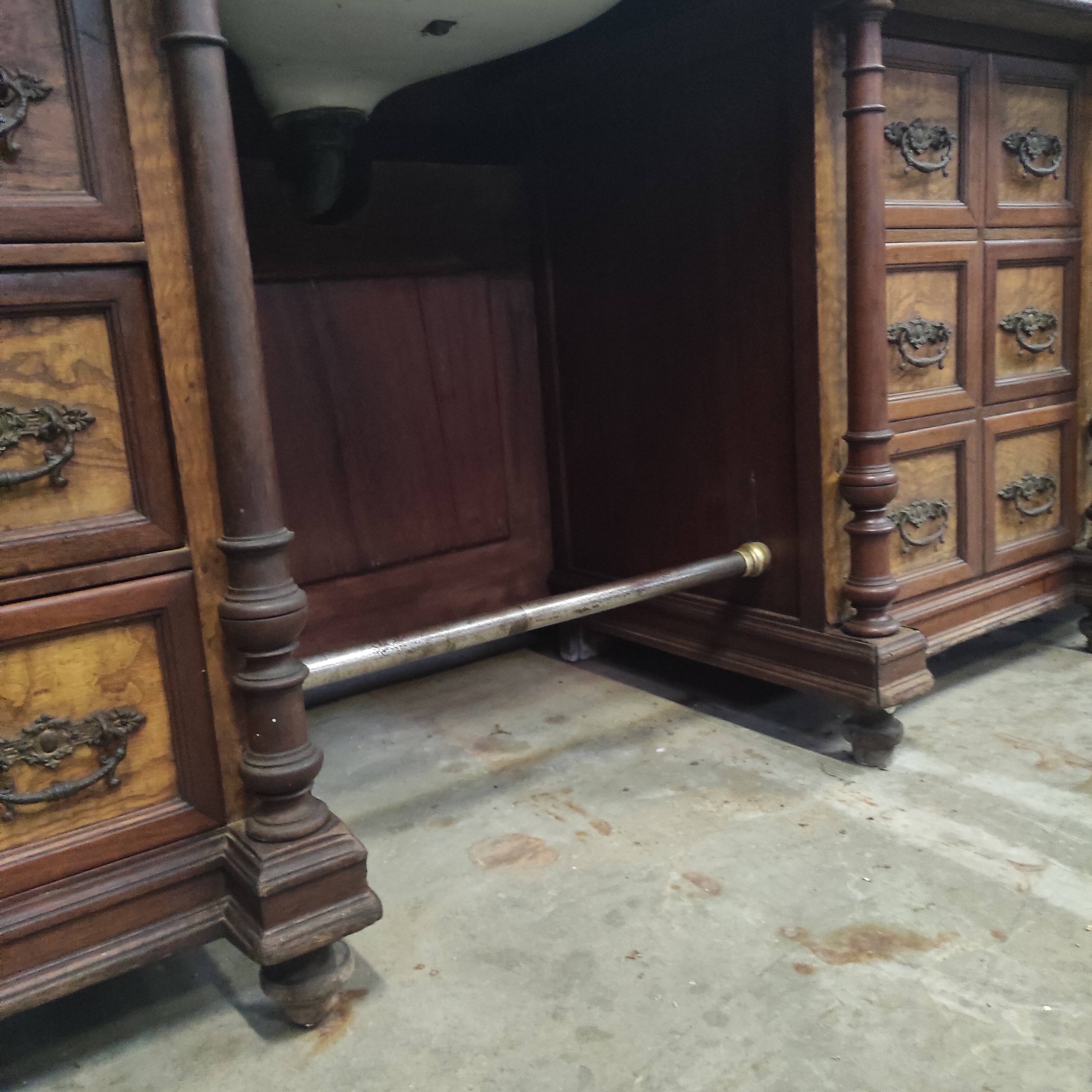 1930s Barber Cabinet | Double Salon Unit with Marble & Mirror