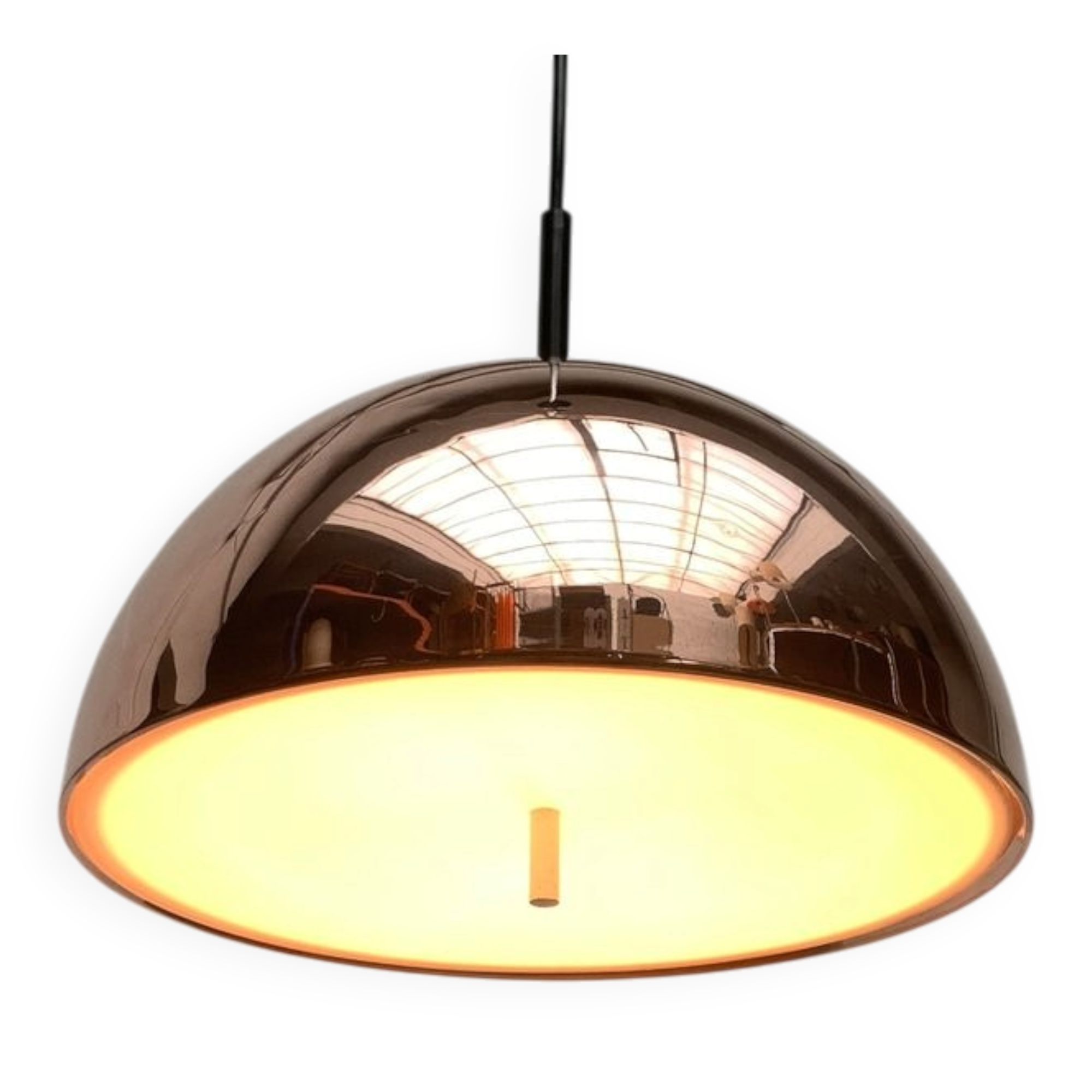 Suspended dome lamp in copper by Staff Leuchten, mid-century, 1960s.