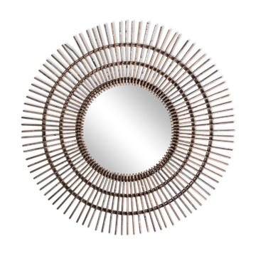 Miroir soleil xl en rotin