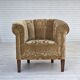 1960s, Danish vintage armchair, green furniture velour, ash wood legs.