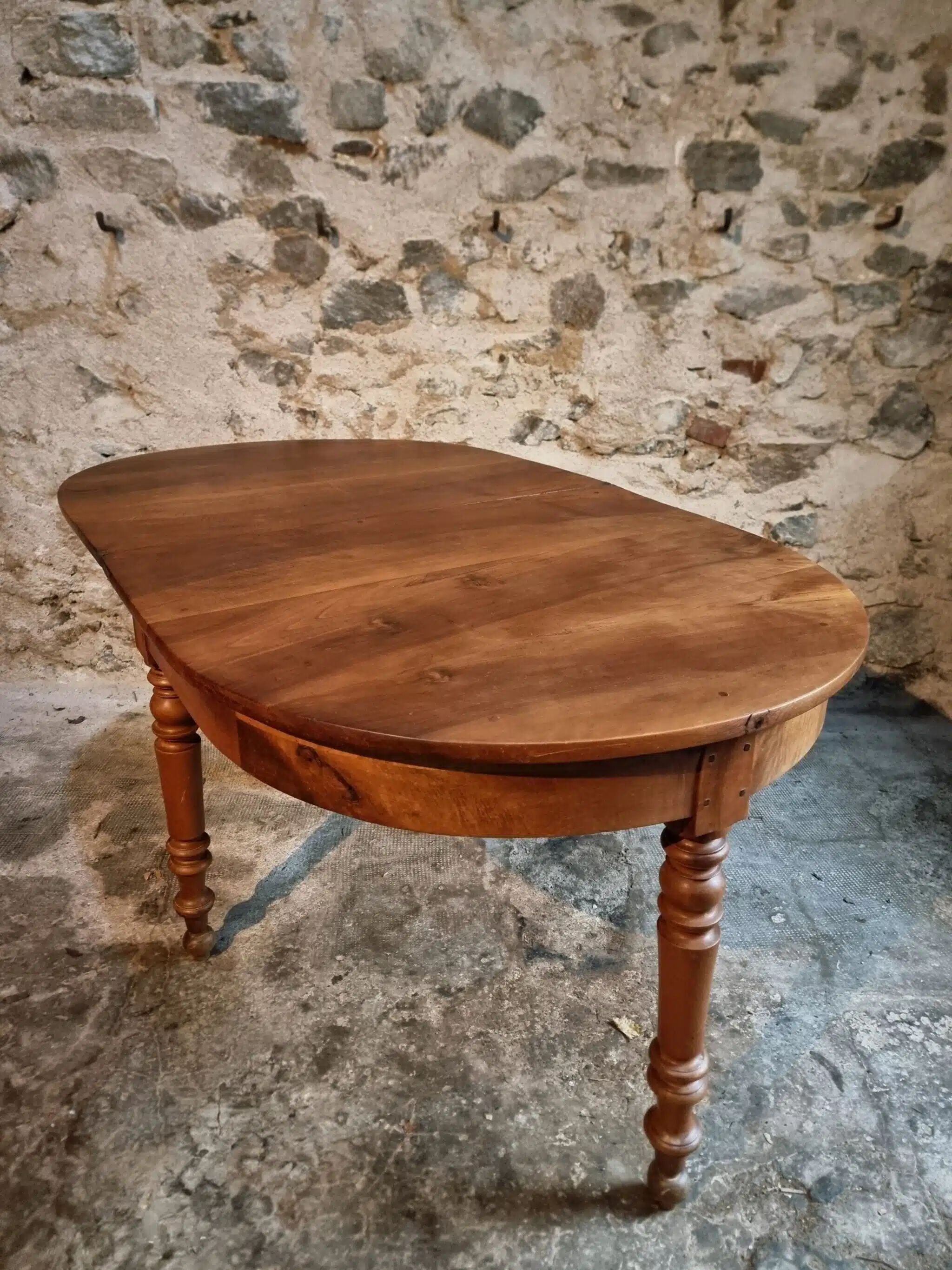 Antique folding demi-lune table, dining table, console.