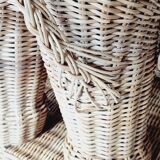 Side table or end of elephant sofa in wicker and rattan 70'