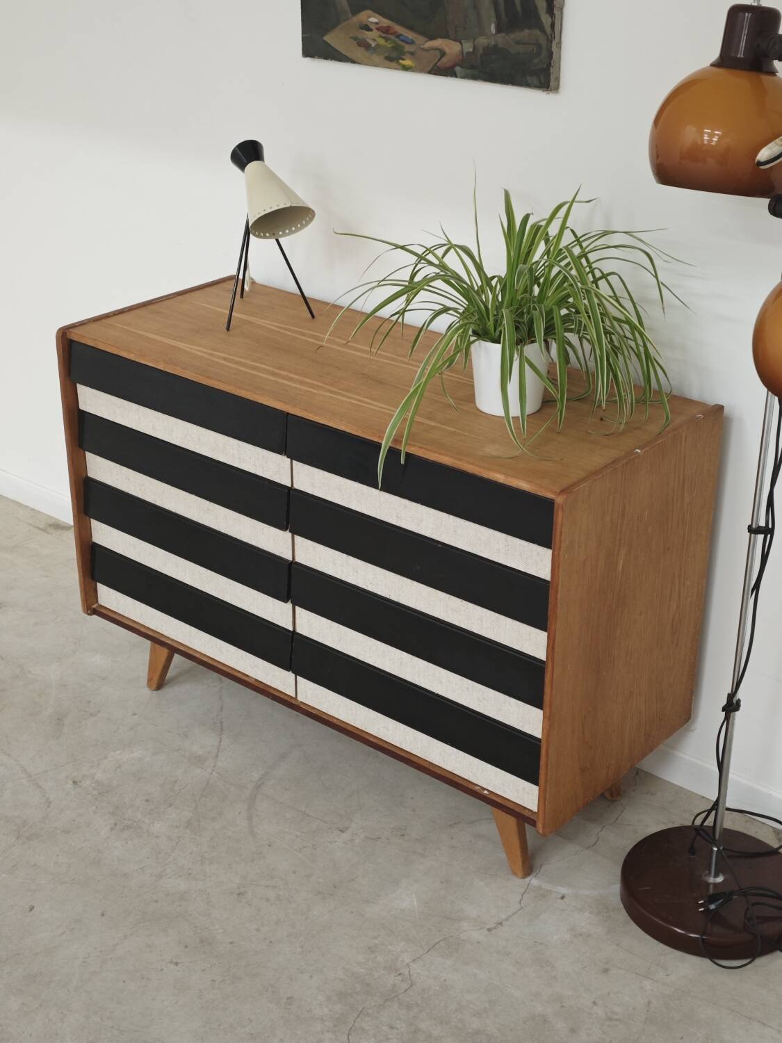 Wooden commode U 453 black and white by Jiri Jiroutek for Intérier Praha