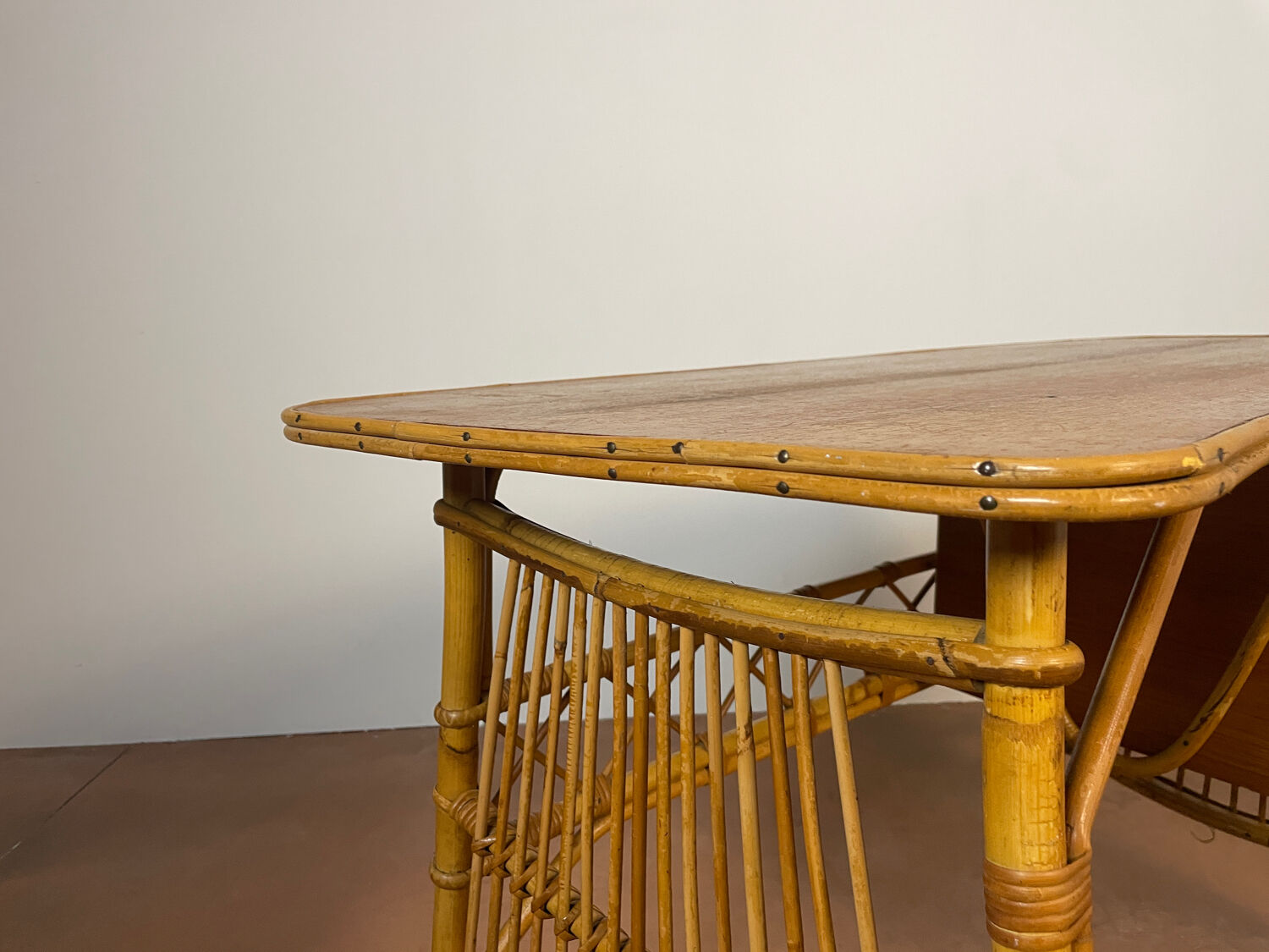 Vintage desk in bamboo and rattan
