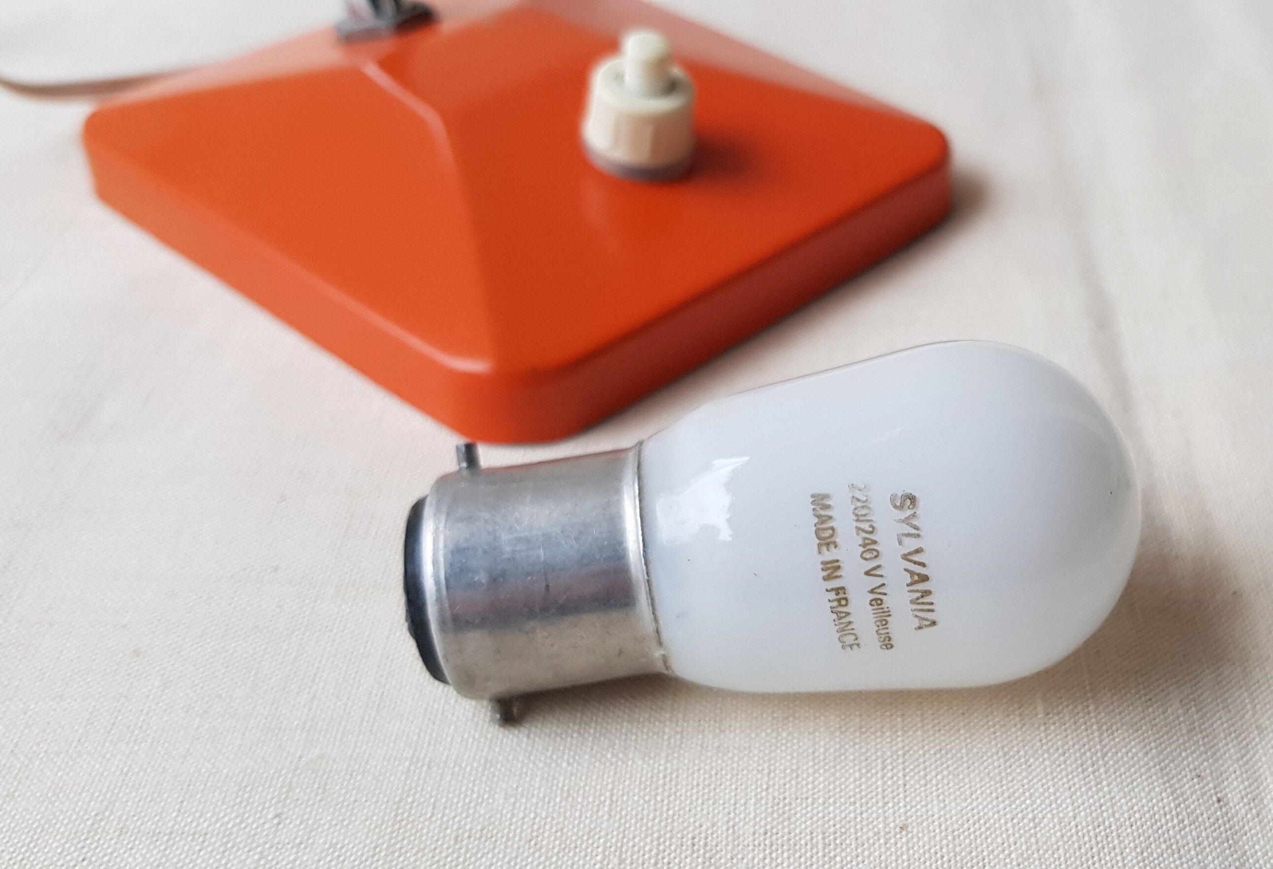 Orange desk lamp from the 1960s