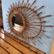 Asymmetrical sun mirror in rattan - vintage 1960s