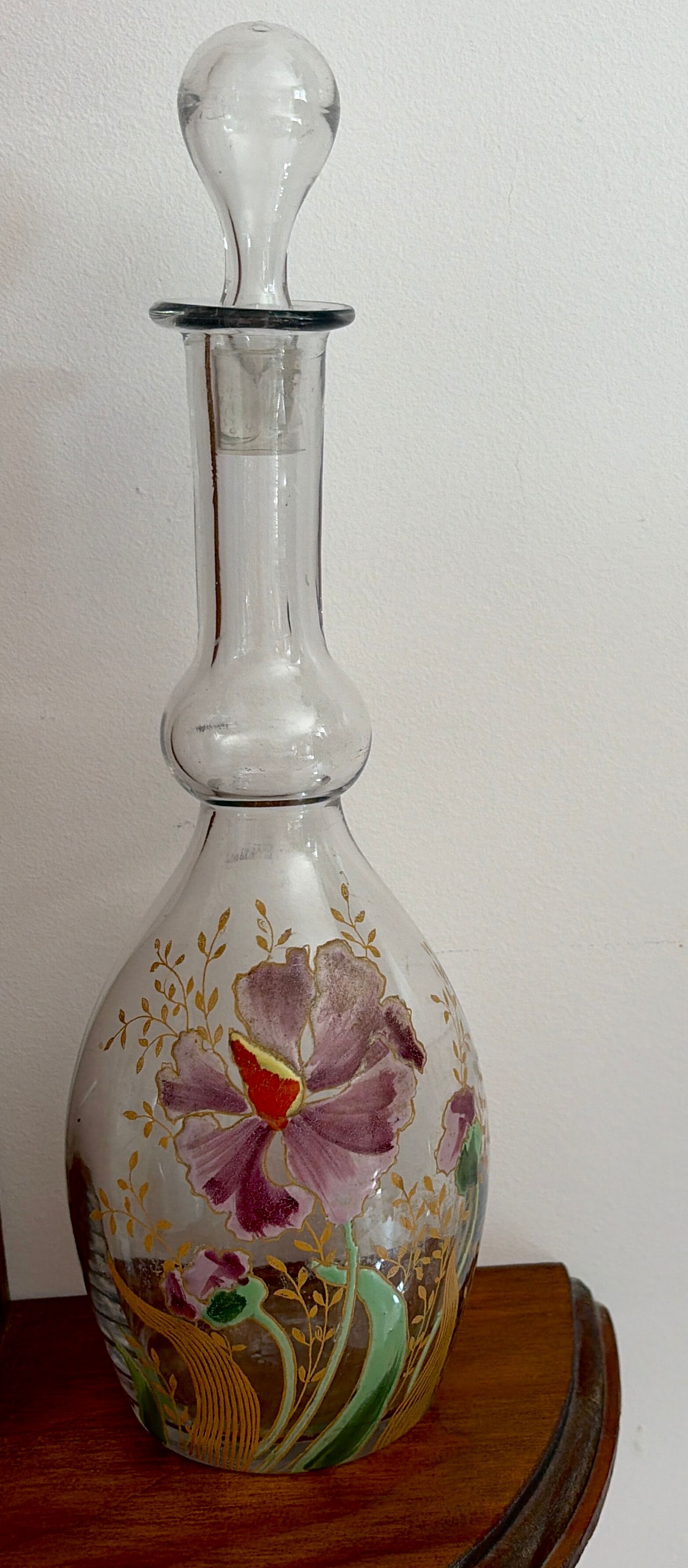 Legras carafe (1900/1910) with orchid flowers.