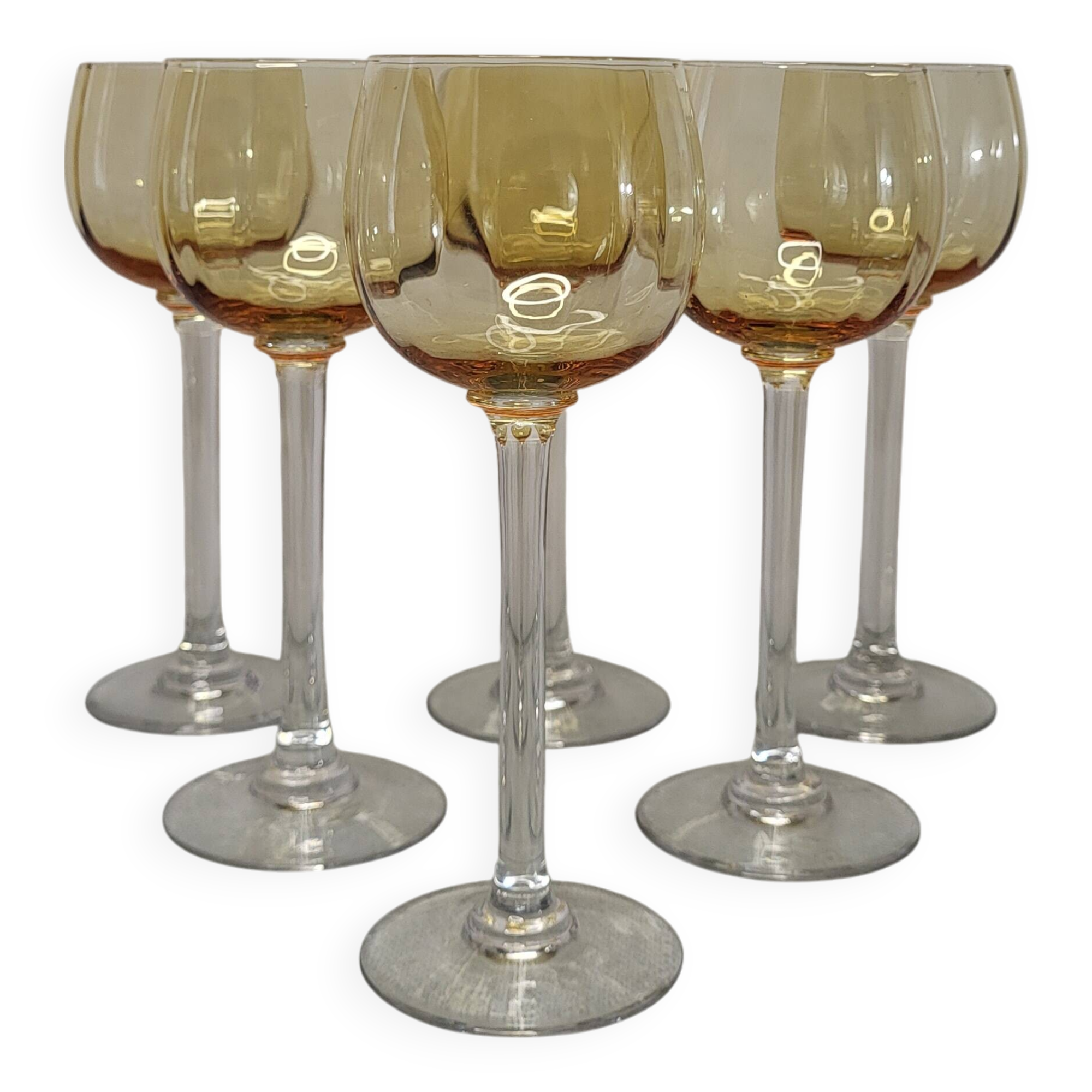 6 verres à vin ambrés en cristal