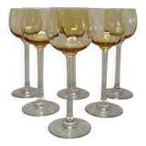 6 amber crystal wine glasses