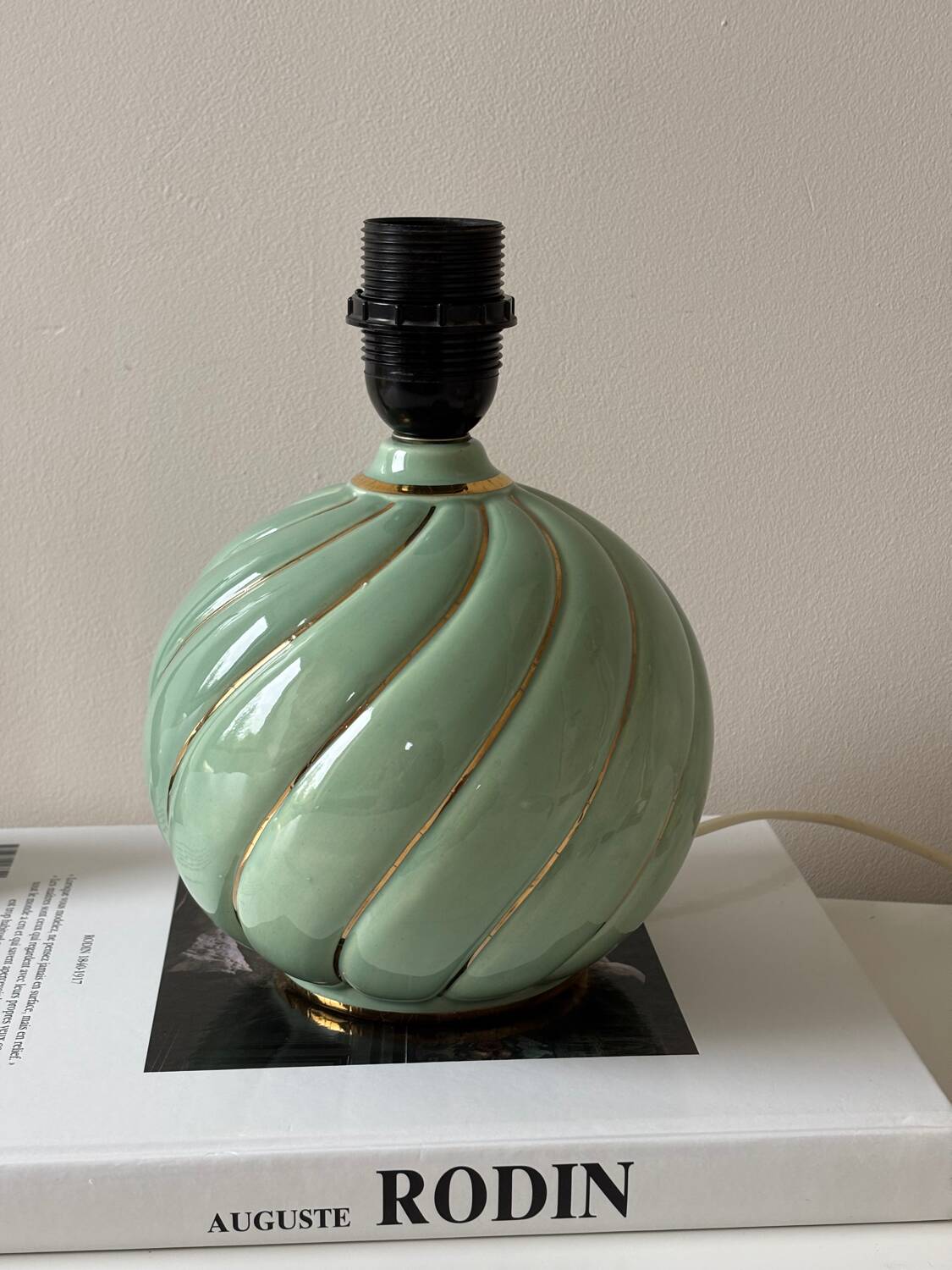 Vintage green ceramic lamp