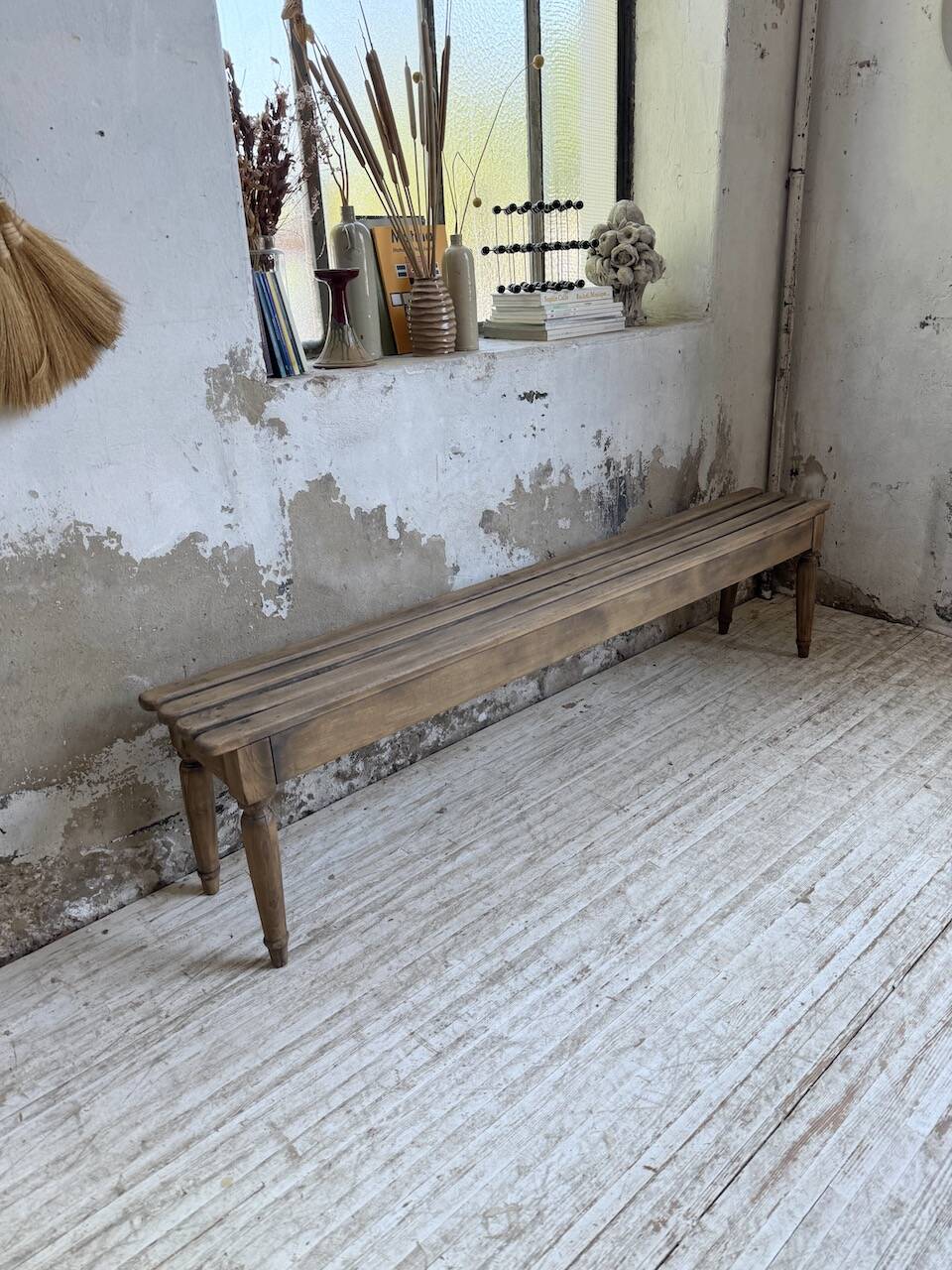 Pair of 1950 benches with oak and beech slats