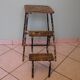 Workshop stepladder, retractable steps, antique, metal and wood, patina look
