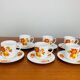 Tea and dessert set of 6 cups, German porcelain, flowers, 70s