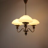 Mid-Century Brass Chandelier, Czechoslovakia, 1970s, Made in Jablonec Glassworks