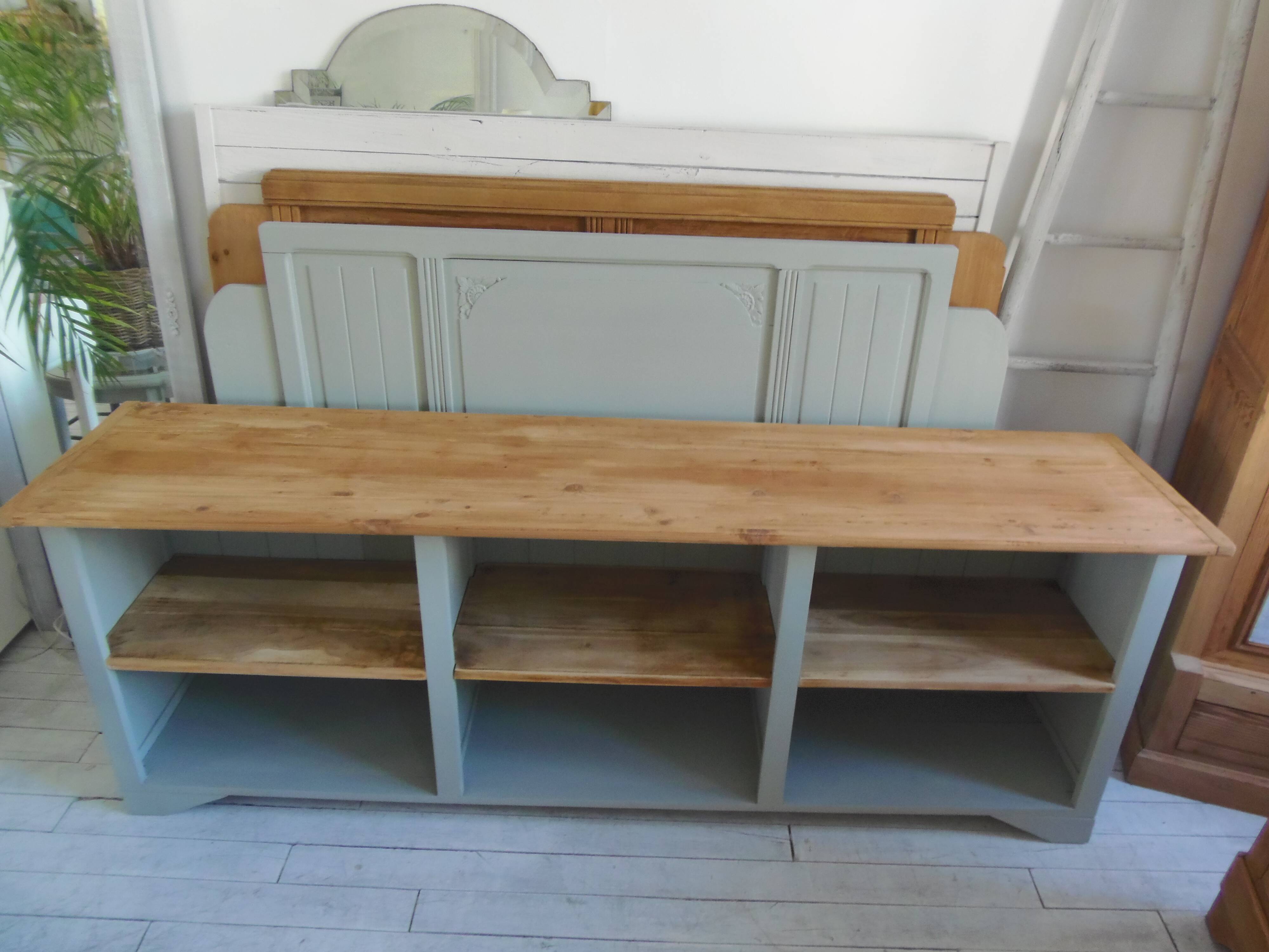 Professional furniture enhanced in verdigris, wooden top.