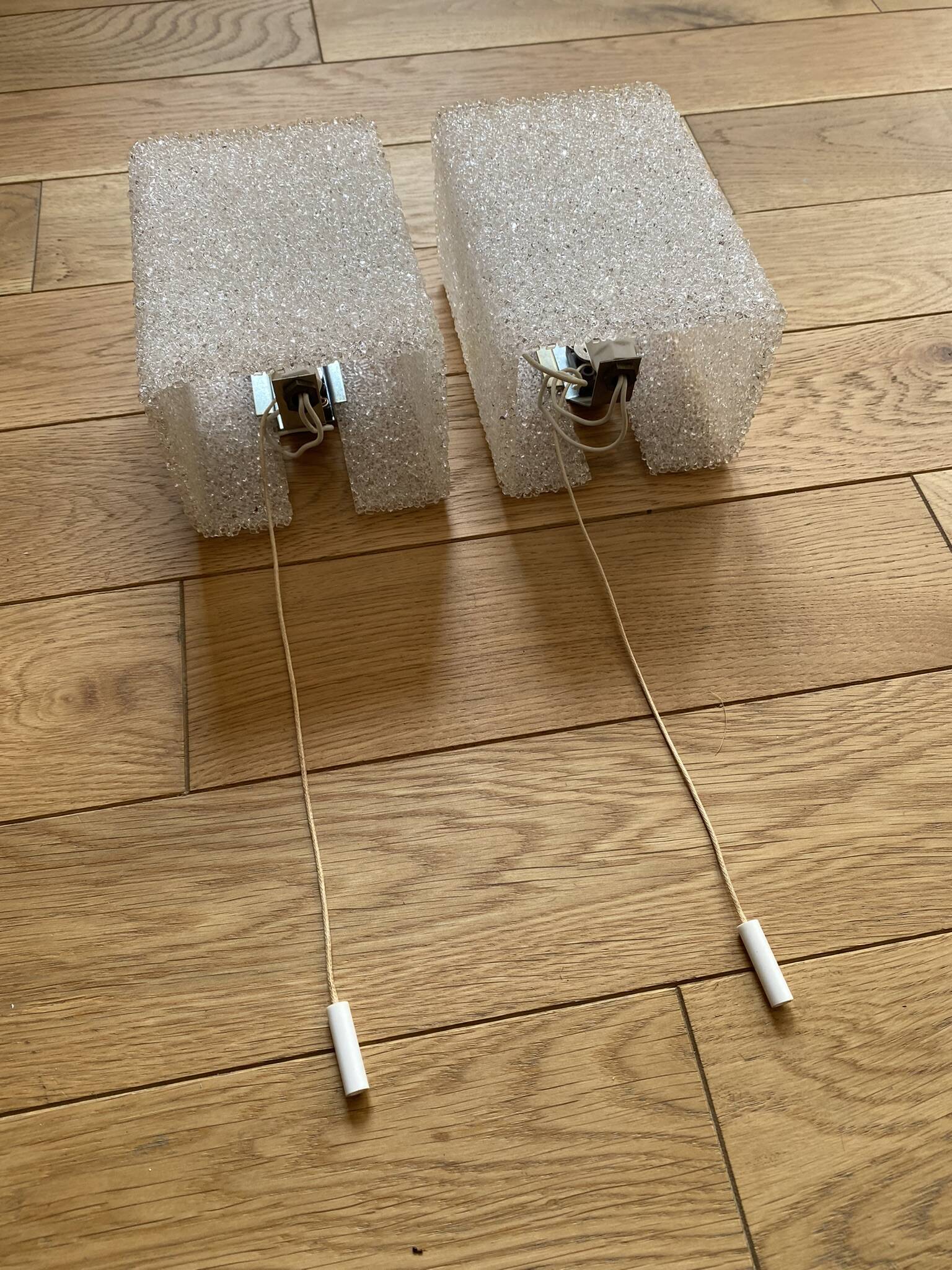 Pair of perspex wall lights