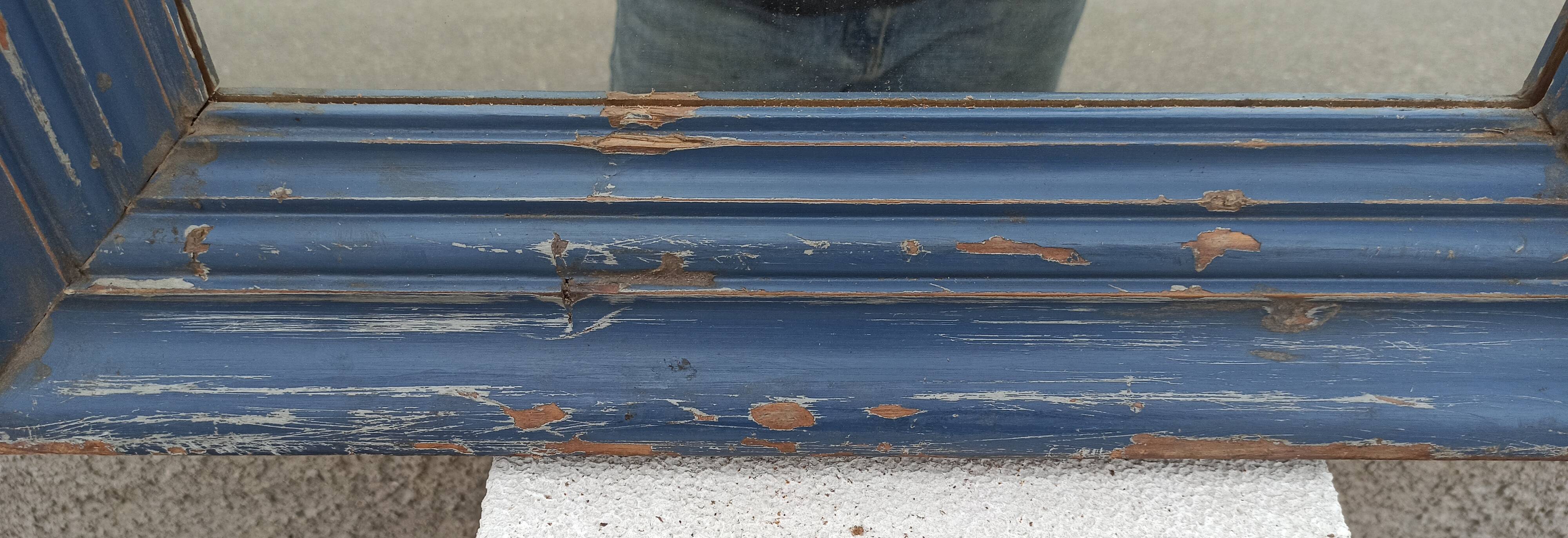 Old blue wooden mirror