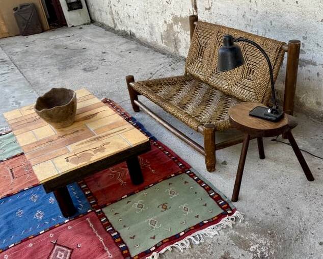 Wooden and rope bench from the 1950s,  Vibo