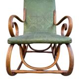 Set of 2 thonet style rocking chairs in green leatherette