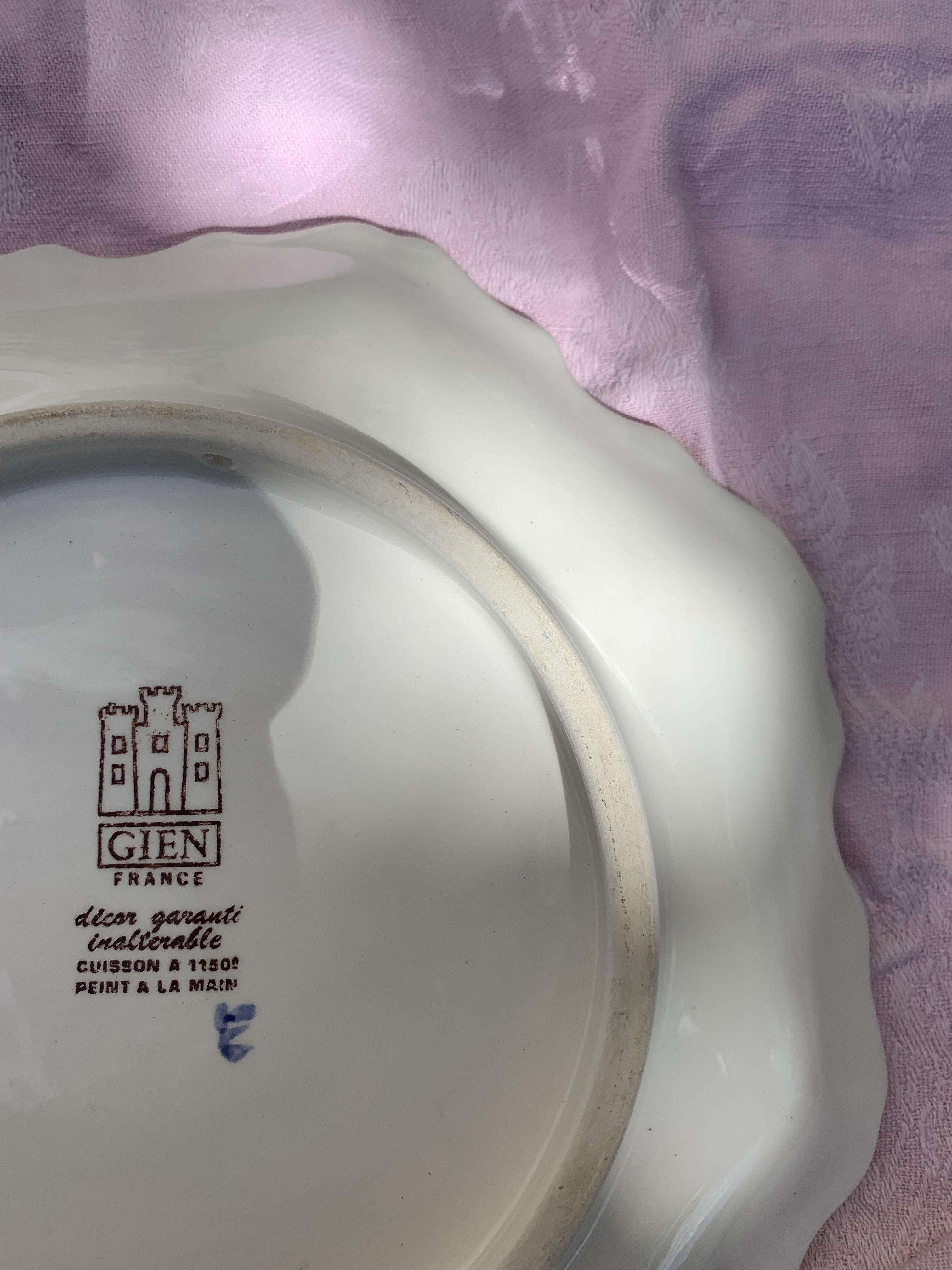 Collection plate gien france peonies, hand painted, vintage