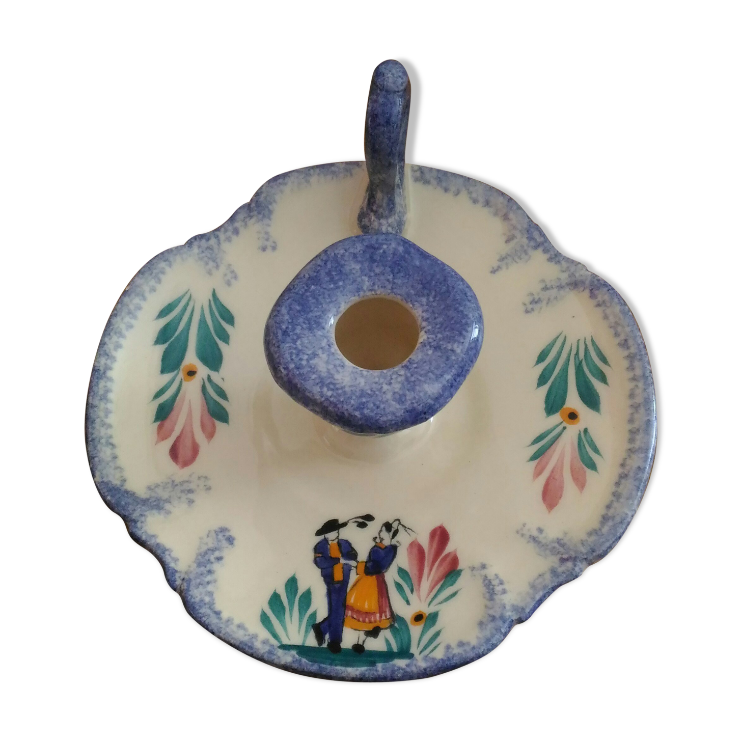 Bougeoir Henriot Quimper Brittany earthenware