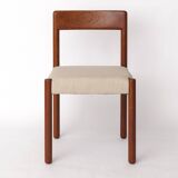 1 sur 4 Chaise de salle à manger en chêne du milieu du siècle – Vintage années 1960, revêtement gris clair