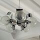 Suspension vintage 5 feux, verre et chrome