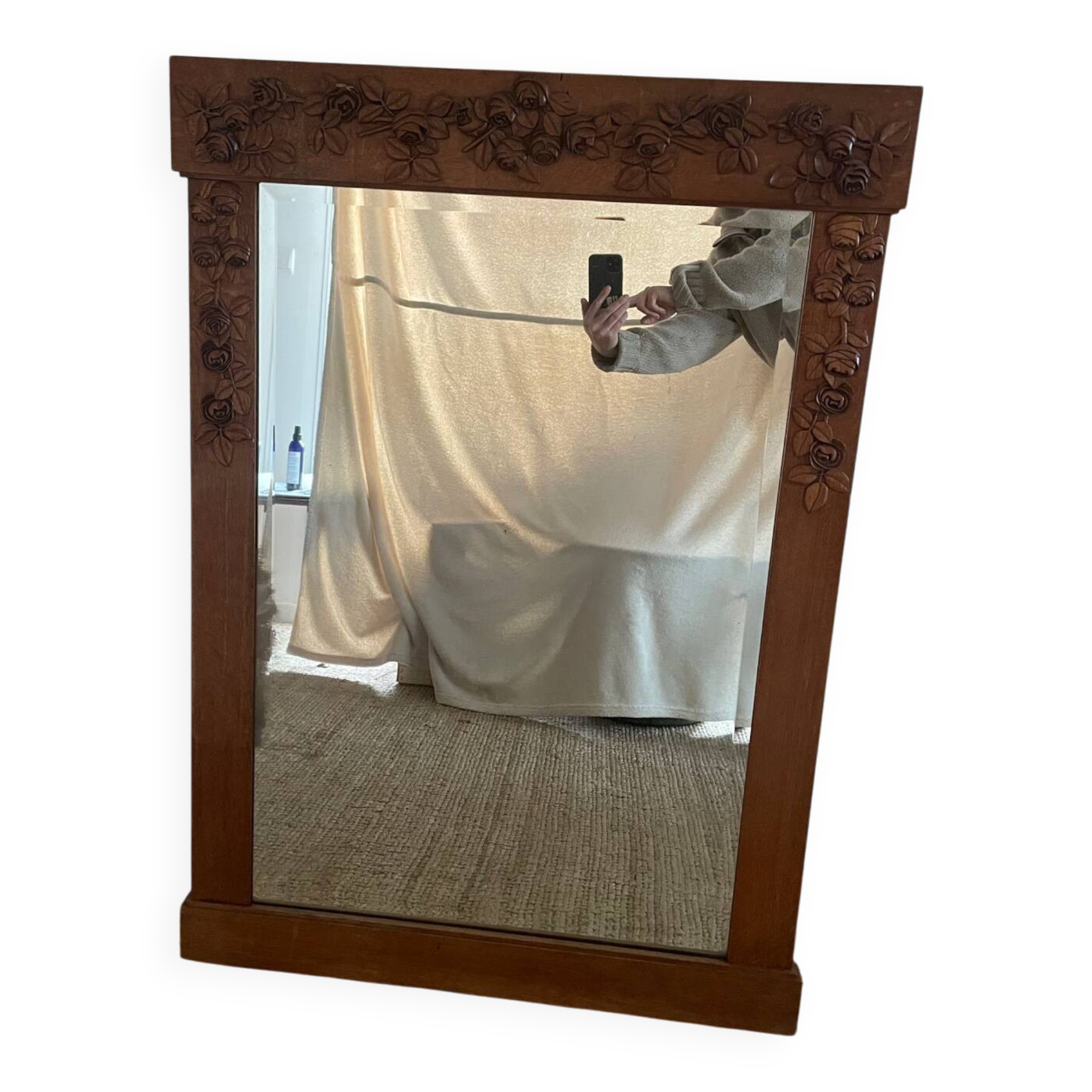 Carved oak mirror, 1950s