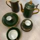 Vintage coffee and dessert service in green porcelain with gilding – 25 pieces