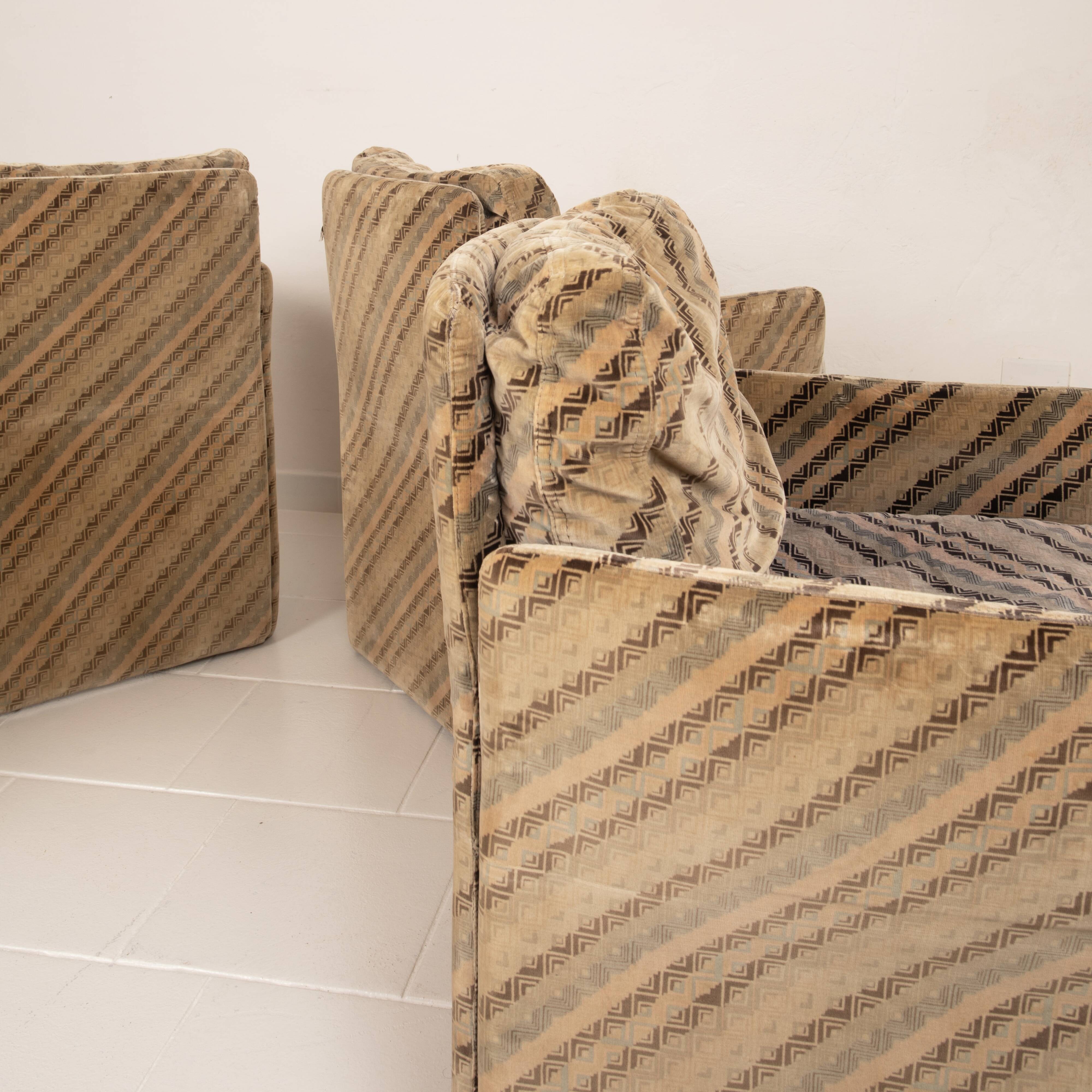 Ensemble de 4 fauteuils Salpol par Angelo Mazzola en collaboration avec Missoni