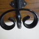 Wooden wall coat rack and its 4 wrought iron hangers, 60s