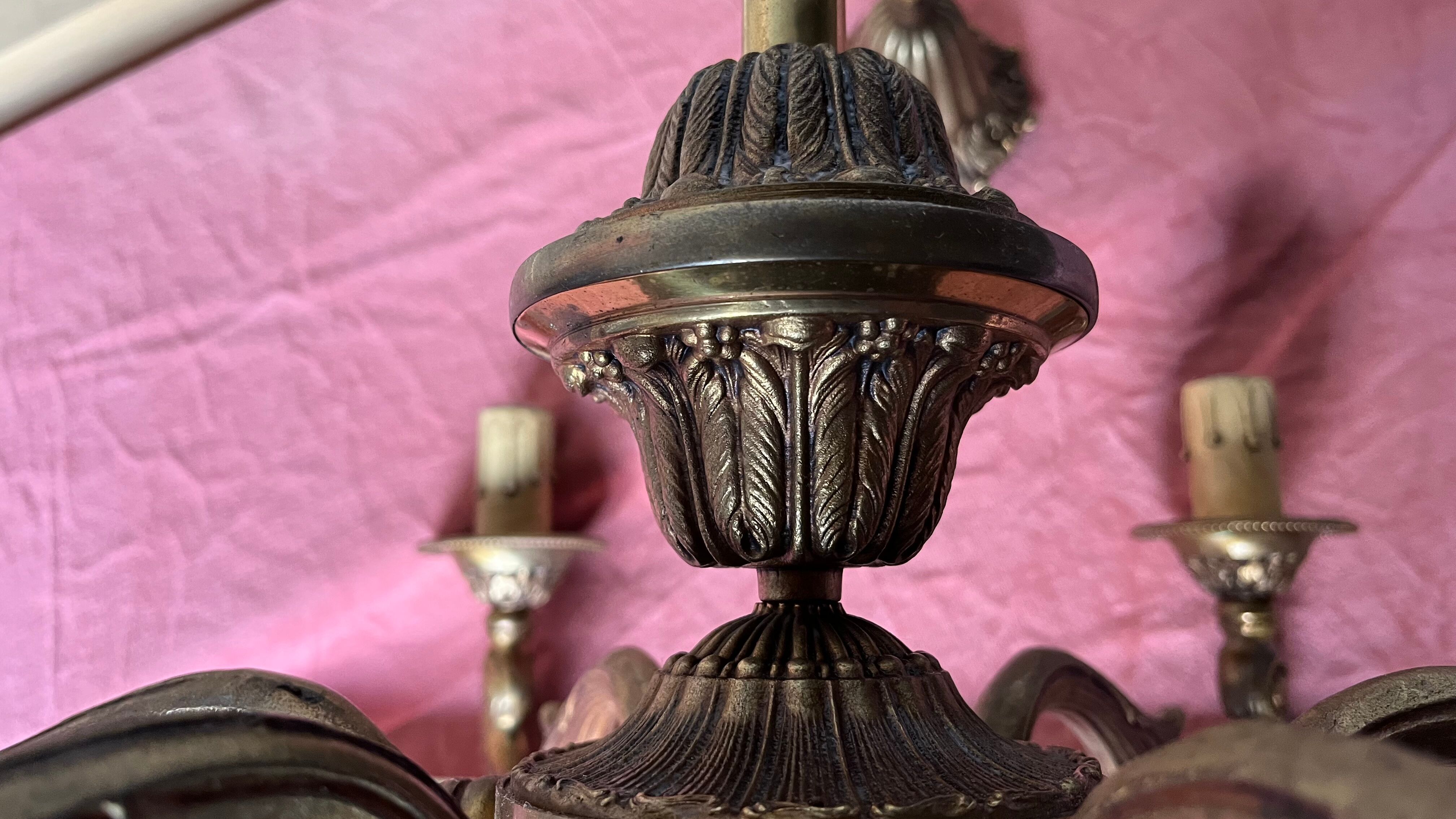 Gilded bronze chandelier 6 candles