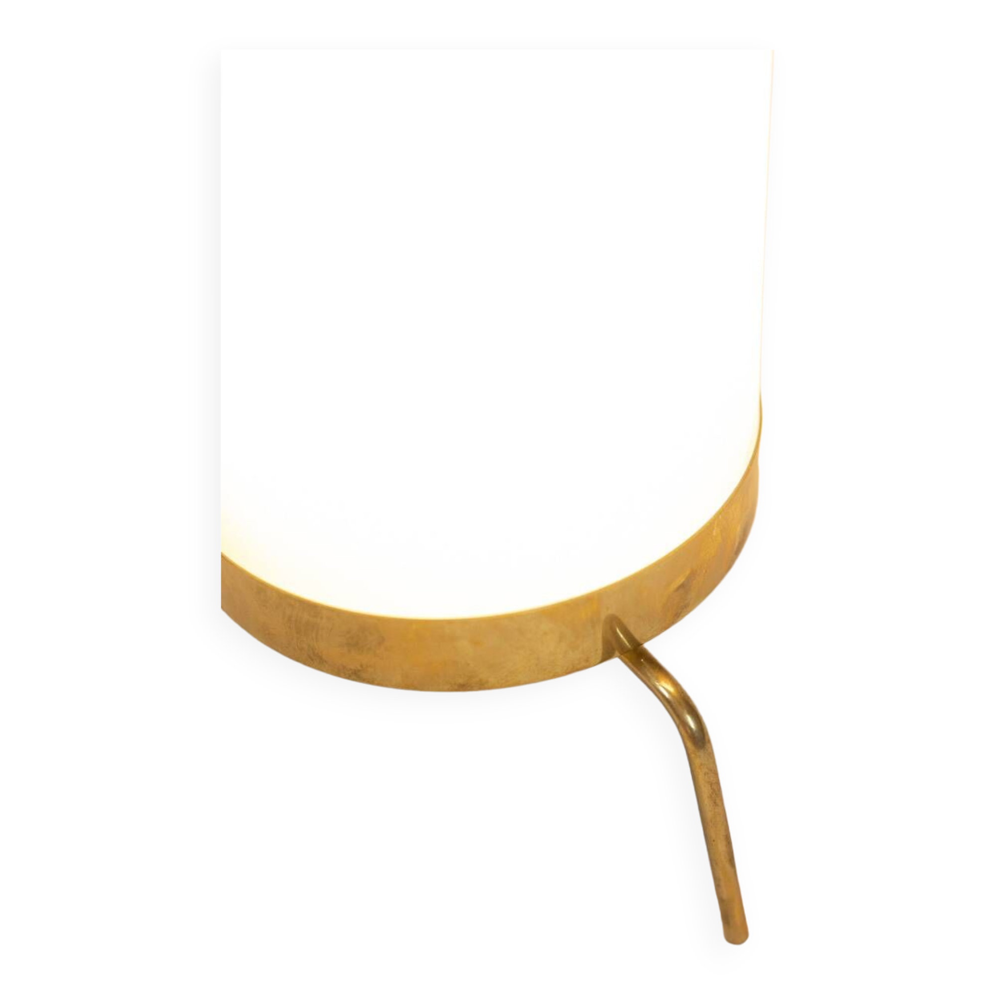 Lamp in white opaline and golden brass, 1970s