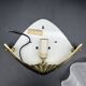 Shell wall light in gilded brass and frosted pressed glass Art Deco style