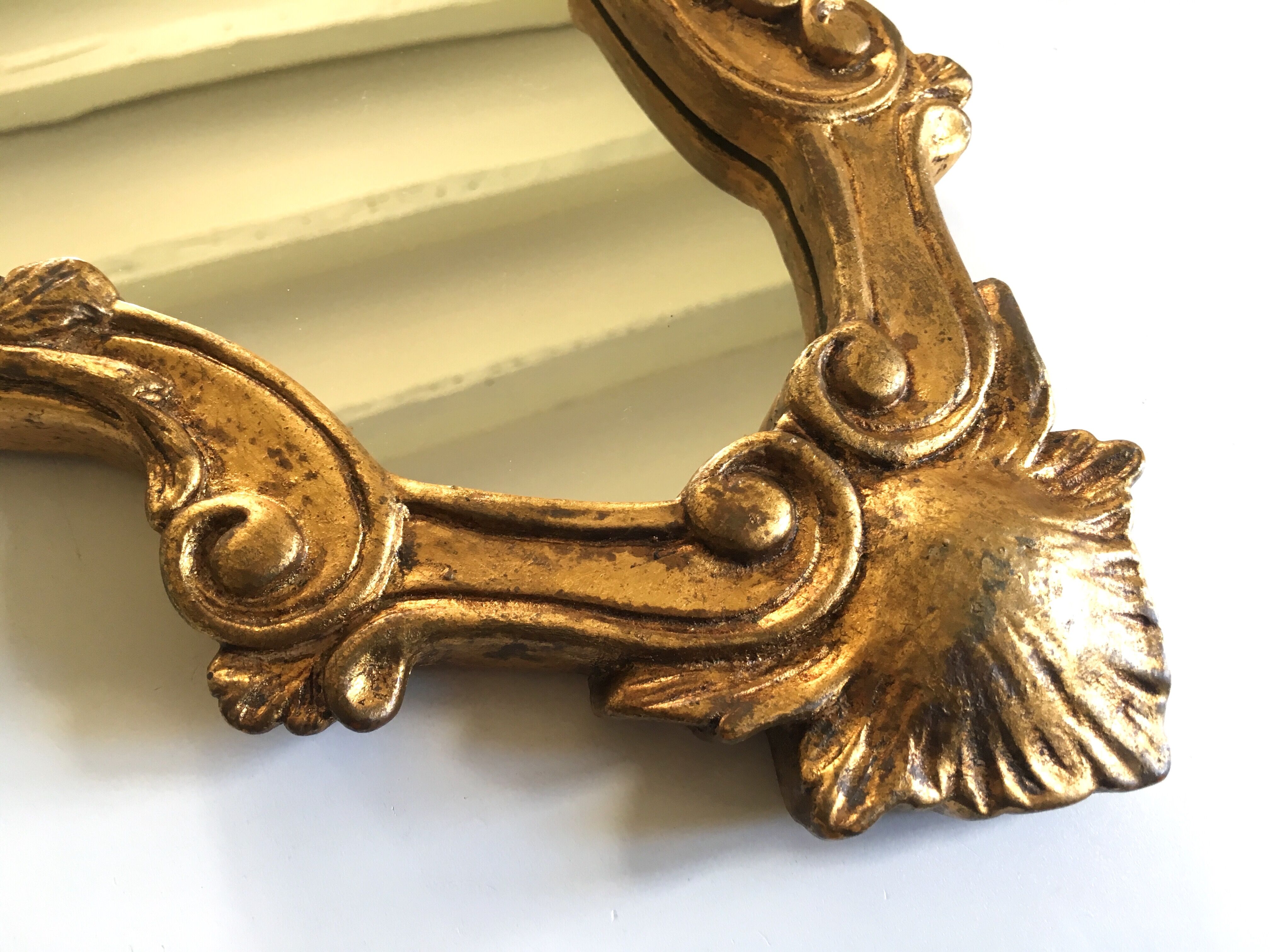 Mirror style rockery wood and gilded stucco 46x29cm