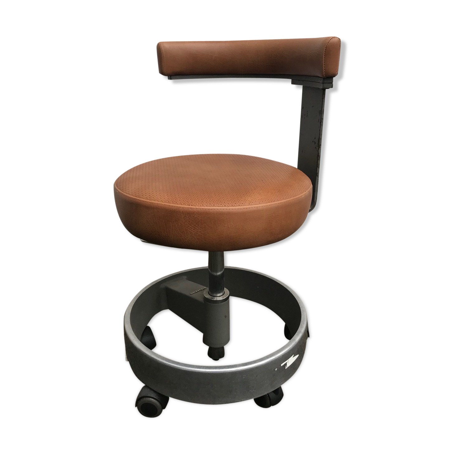 Siemens revolving and height adjustable brown industrial chair 1970