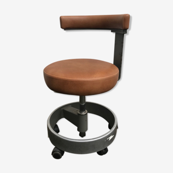 Chaise industrielle brune tournante et réglable en hauteur de siemens 1970