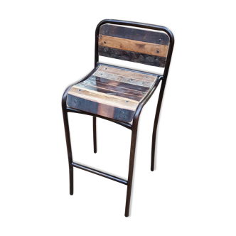 Wooden+metal bar chair-stool