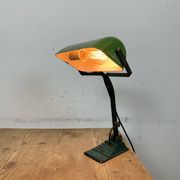 Vintage Green Enamel Bank Lamp, 1950s