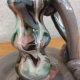 Marbled ceramic cellar rat candle holder signed