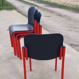 Set 4 - stackable chair Typy Massimo Papiri black red postmodern 1990s