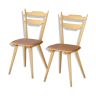 Chaises de bistrot en hêtre et skaï par Hiller, Allemagne 1950s